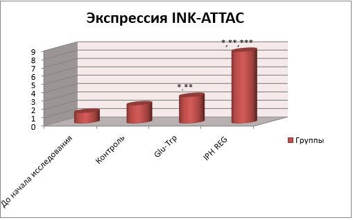 Действие IPH REG на преобразование INK-ATTAC ideal pharma peptide